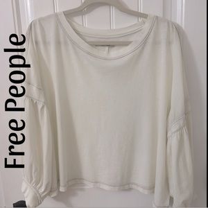 FREE PEOPLE NWOT Oversized Boho Tunic with Ruched Sleeves, Size Small